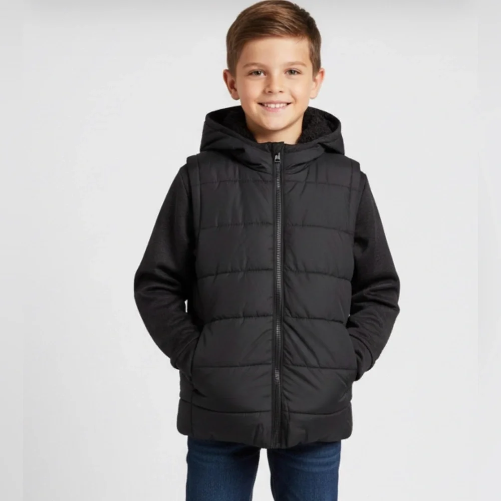 Old Navy Boys Hybrid Puffer Vest Jacket Size M 8 Quilted Winter Warm